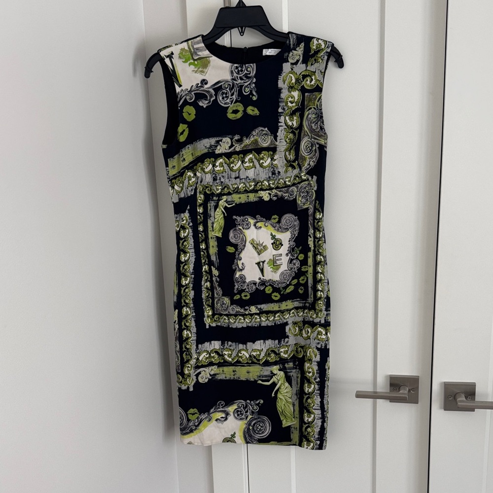 Versace Black and Green Patterned Dress
